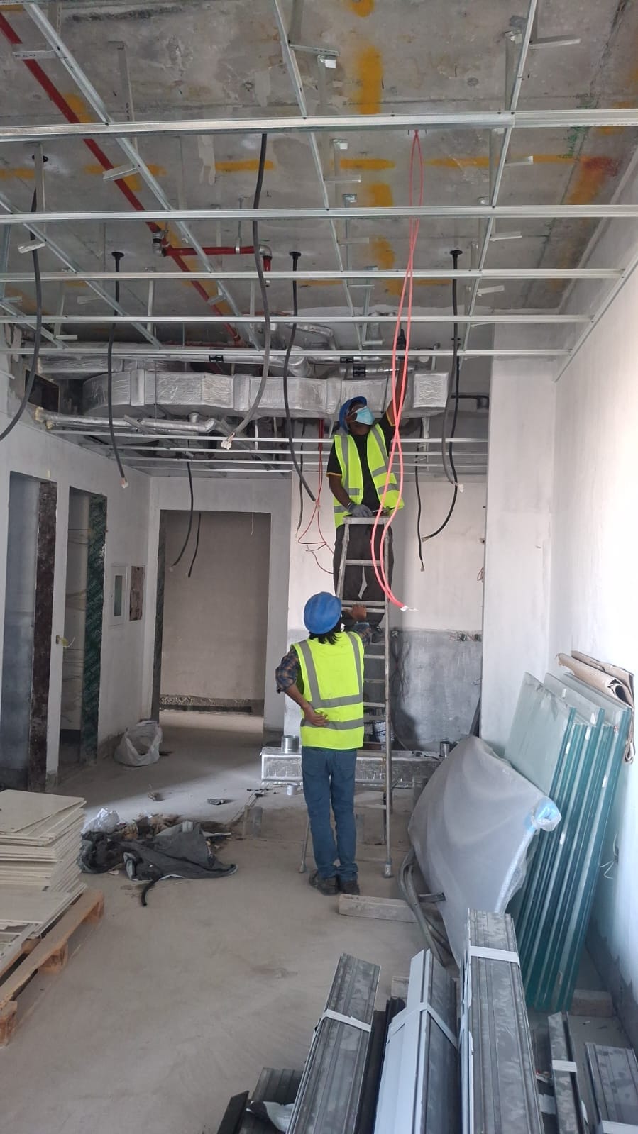 SAB Seasons fit-out Dubai — service corridor ceiling and partition works